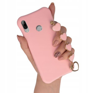 Etui Matowe Do Huawei Y7 2019 Róż Z Łańcuszkiem