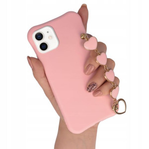 Etui Matowe Do Iphone 12 Róż Z Łańcuszkiem