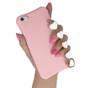 Etui Matowe Do Iphone Se3 Jasny Róż Z Łańcuszkiem