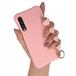 Etui Matowe Do Samsung A50 Róż Z Łańcuszkiem