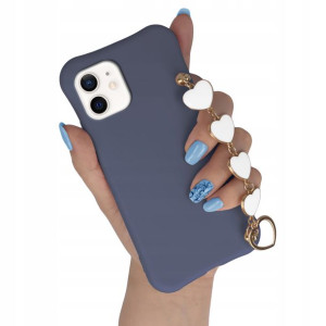 Etui Matowe GRANAT do IPHONE 12 Łańcuszek Serce