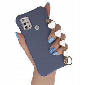Etui Matowe GRANAT do MOTOROLA G30 Łańcuszek Serce