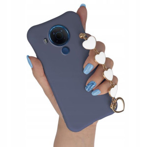 Etui Matowe GRANAT do NOKIA 5.4 Łańcuszek Serce
