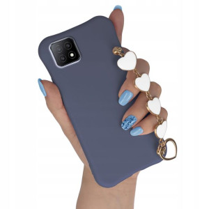 Etui Matowe GRANAT do OPPO A53 5G Łańcuszek Serce