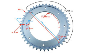 Zębatka WSK 125 NT 428-43z