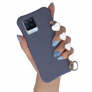 Etui Matowe GRANAT do REALME 8 Top Łańcuszek Serce