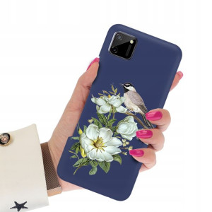 Etui Matowe GRANATOWY do REALME C20 Wiosenne Wzory