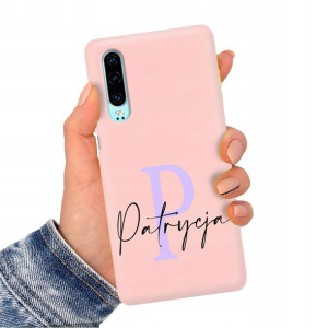 Etui Matowe Jasny Róż do HUAWEI P30 Imiona Wzory