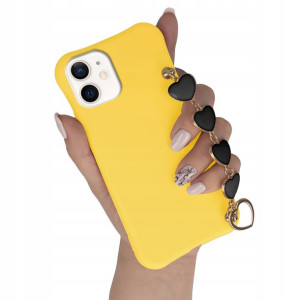 Etui Matowe ŻÓŁTY do IPHONE 12 MINI Case Top Serce