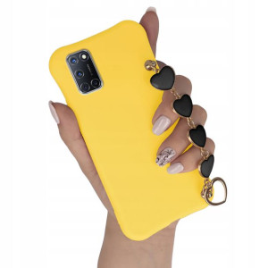 Etui Matowe ŻÓŁTY do OPPO A92 Case Łańcuszek Serce