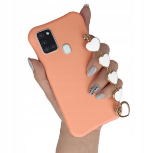 Etui Matowe ŁOSOŚ do SAMSUNG A21s Łańcuszek Serce