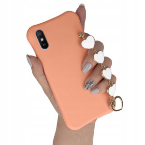 Etui Matowe ŁOSOŚ do XIAOMI REDMI 9A Łańcuch Serce
