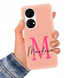 Etui Matowe Łososiowe do HUAWEI P50 Imiona Wzory