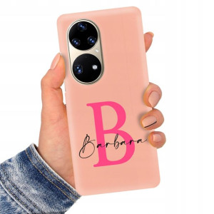 Etui Matowe Łososiowe do HUAWEI P50 PRO Imię Wzory