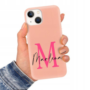 Etui Matowe Łososiowe do IPHONE 13 MINI Imię Wzory