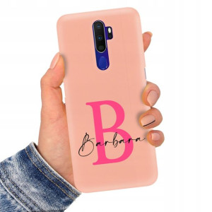 Etui Matowe Łososiowe do OPPO A11X Imiona Wzory