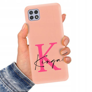Etui Matowe Łososiowe do SAMSUNG A22 5G Imię Wzory