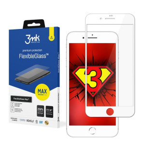 Niepękające szkło hybrydowe do iPhone 7 Plus / 8 Plus White - 3mk FlexibleG
