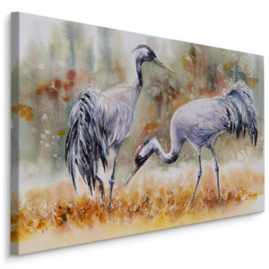 Obraz Do Salonu Ptaki Żurawie Pole AKWARELA Zwierzęta Natura Ozdoba 40x30