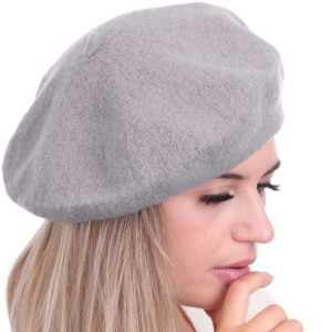 Beret francuski damski jasny szary