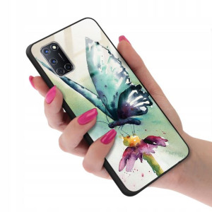 Etui Szklane do OPPO A92 Motyle Butterfly Wzory