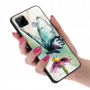 Etui Szklane do REALME C15 Motyle Butterfly Wzory