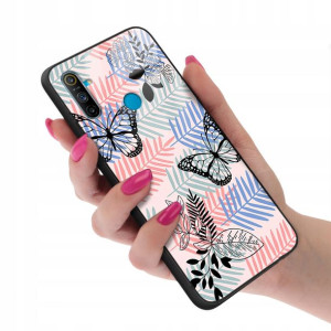 Etui Szklane do REALME C3 Motyle Butterfly Wzory