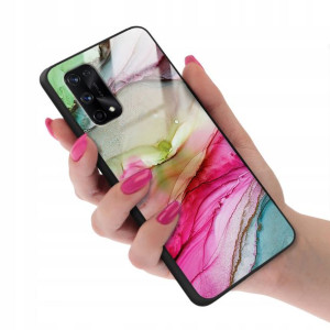 Etui Szklane do REALME X7 PRO Marmurki Wzory + 9H