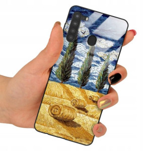 Etui SZKLANE do SAMSUNG A21 Impresja Wzory + 9H
