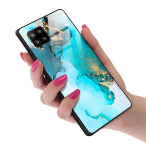 Etui Szklane do SAMSUNG A42 5G Marmurki Wzory + 9H
