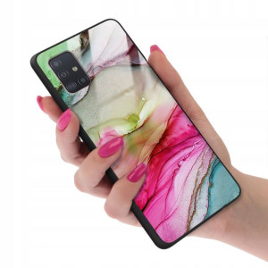 Etui Szklane do SAMSUNG A51 Marmurki Wzory + 9H