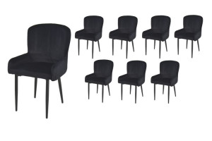 8x krzesło FOTELOWE CZARNY welur SALON/JADALNIA