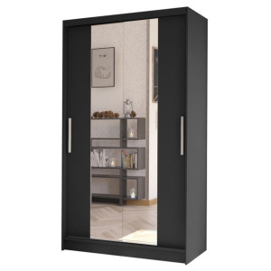 Szafa przesuwna Costa II z lustrem 100cm-garderoba CZARNY
