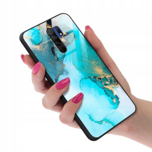 Etui Szklane do XIAOMI REDMI 9 Marmurki Wzory + 9H