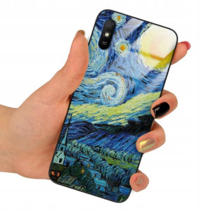 Etui SZKLANE do XIAOMI REDMI 9A Gogh Wzory + 9H