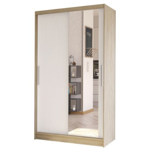 Szafa przesuwna Costa VI z lustrem 100cm-garderoba SONOMA/BIAŁY
