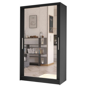 Szafa przesuwna Costa VII z lustrem 100cm-garderoba CZARNY