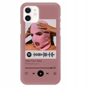 Etui Matowe do IPHONE 12 Ciemny RÓŻ Spotify Wzory