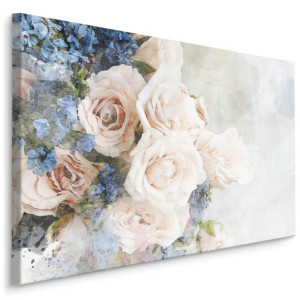 Obraz Canvas Pastelowe Róże Kwiaty AKWARELA Natura Dekoracja 30x20