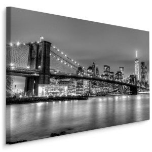 Obraz Do Salonu Manhattan Bridge Nowy Jork CZARNO-BIAŁA Panorama 3D 100x70