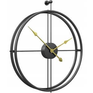 Zegar Naścienny Metalowy 50Cm Okrągły Black Czarny