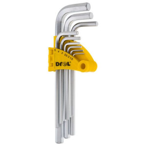 Komplet Kluczy Imbusowych Drel 1,5-10mm 9szt. - Krótkie