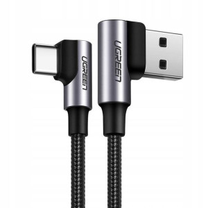 Kabel USB do USB-C kątowy UGREEN US176 3A Czarny