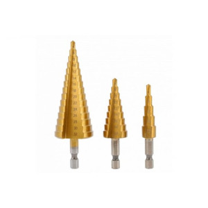 HOGERT stożkowe wiertła stopniowe 4-32mm zestaw 3 sztuk HT6D325