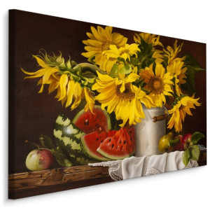 Obraz Do Jadalni Canvas SŁONECZNIKI Owoce Martwa Natura 3D 40x30
