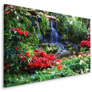 Obraz Ścienny Canvas WODOSPAD w Ogrodzie Natura 3D Pejzaż 100x70