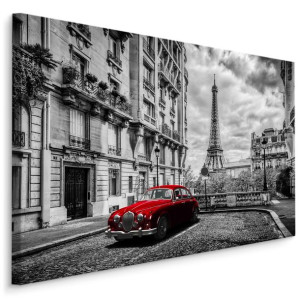 Obraz Canvas SAMOCHÓD Retro Wieża Eiffla Miasto 70x50