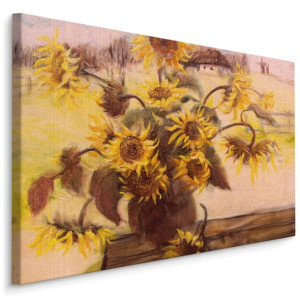Obraz Canvas Do Salonu KWIATY Słoneczniki Styl Vintage Malunek 100x70