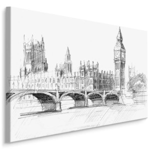 Obraz do Biura Canvas PANORAMA Londynu Szkic Dekoracja 120x80