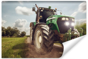 Fototapeta Dla Młodzieży Traktor Pole 3D Drzewa Natura Niebo 400cm x 280cm